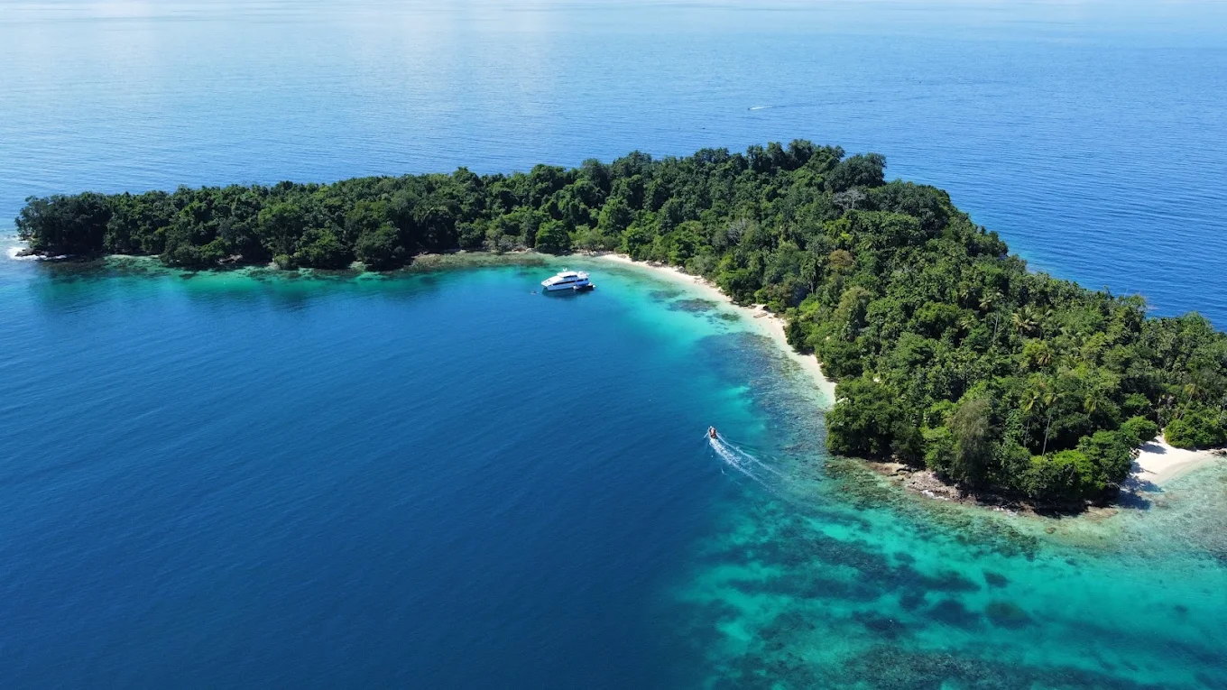 Kranket Island shore surrounded by clear ocean
